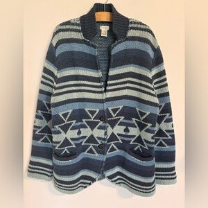 Tasha Polizzi Blue Southwestern Sweater Cardigan
